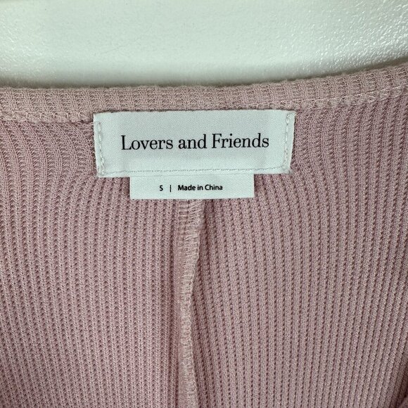 Lovers and Friends  Lightweight Waffle Knit Short Sleeve Romper  Pink Size Small - Picture 2 of 3